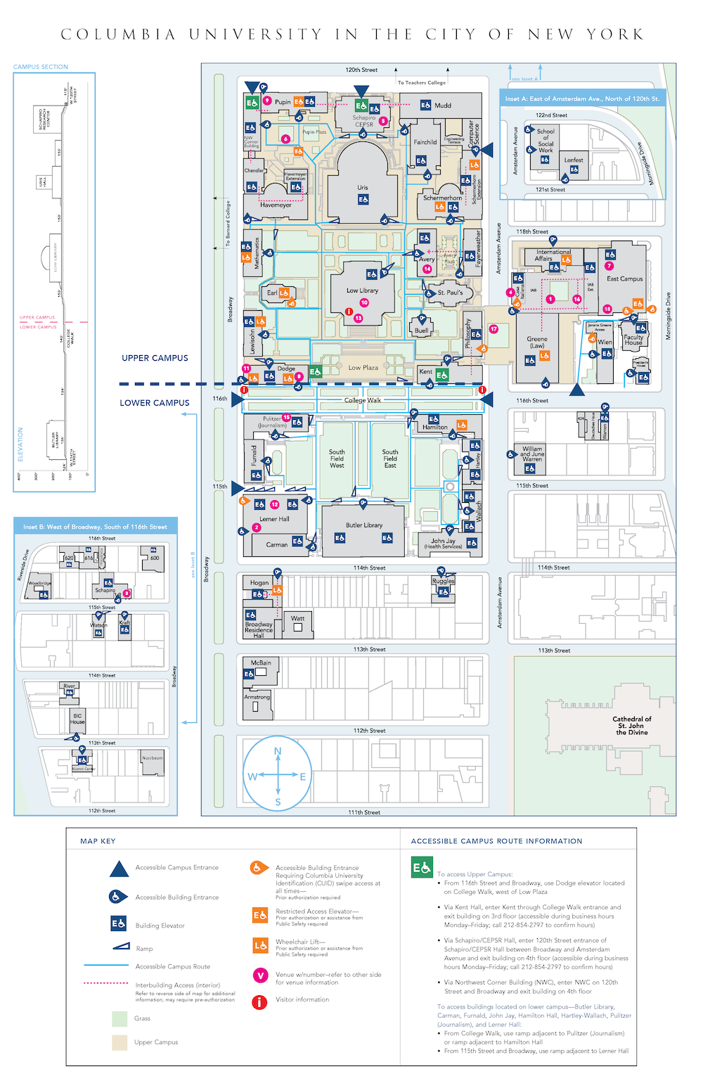 Columbia University Morningside Campus Disability Access Map