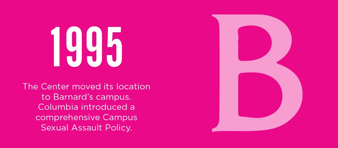 In 1992, The Rape Crisis Center opened in Butler Library