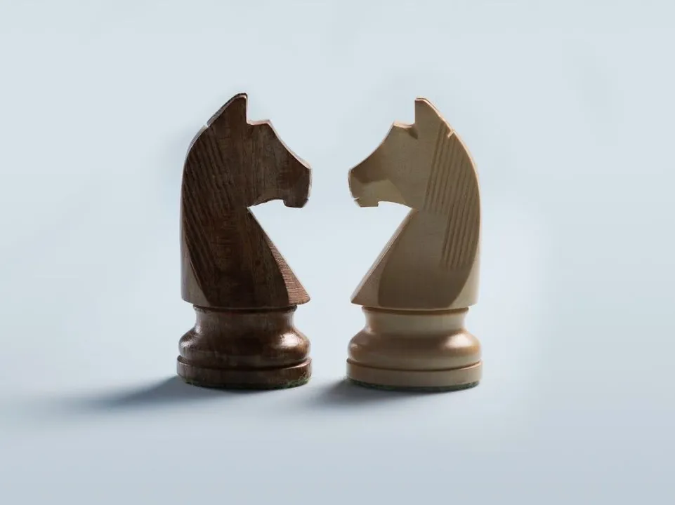 Two chess pieces facing each other